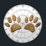 Wood Dog Paw Print Dartboard<br><div class="desc">Cartoon dog paws with carved wood effect applied to image. 
All digital design.</div>