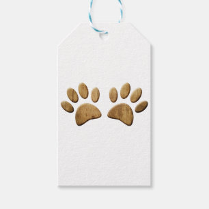 Wood Dog Paw Print Gift Tags