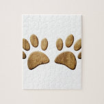 Wood Dog Paw Print Jigsaw Puzzle<br><div class="desc">Cartoon dog paws with carved wood effect applied to image. 
All digital design.</div>
