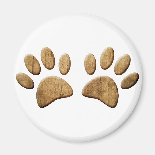 Wood Dog Paw Print Magnet (Front)