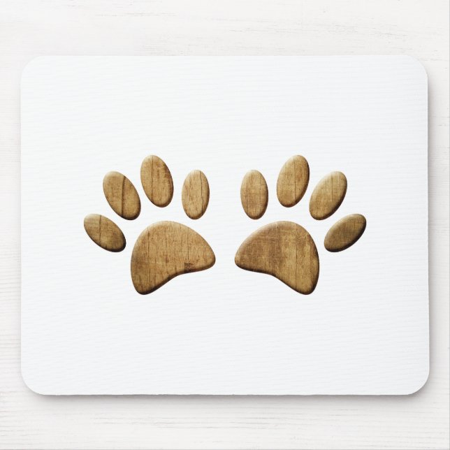 Wood Dog Paw Print Mouse Mat (Front)