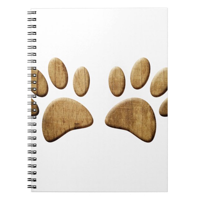 Wood Dog Paw Print Notebook (Front)