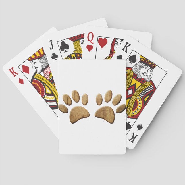 Wood Dog Paw Print Playing Cards (Back)