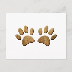 Wood Dog Paw Print Postcard