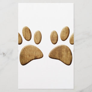 Wood Dog Paw Print Stationery