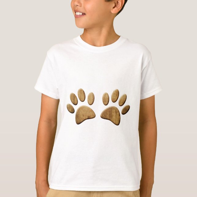 Wood Dog Paw Print T-Shirt (Front)
