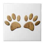 Wood Dog Paw Print Tile<br><div class="desc">Cartoon dog paws with carved wood effect applied to image. 
All digital design.</div>