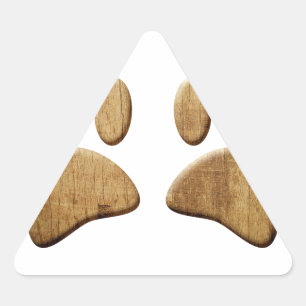Wood Dog Paw Print Triangle Sticker