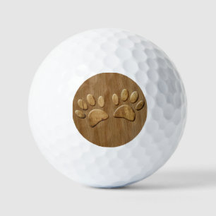Wood Dog Paw Prints Golf Balls