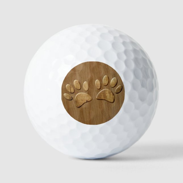 Wood Dog Paw Prints Golf Balls (Front)