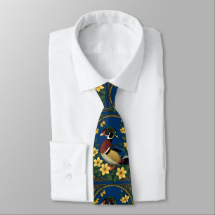 Wood Duck and Jasmine Flowers Tie