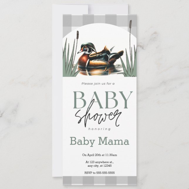 Wood Duck Baby Shower Invite Slim (Front)