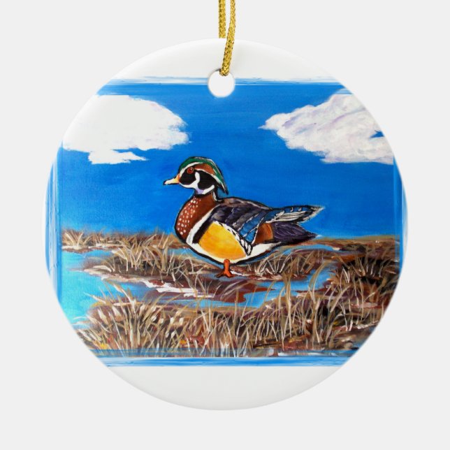 WOOD DUCK CERAMIC TREE DECORATION (Front)
