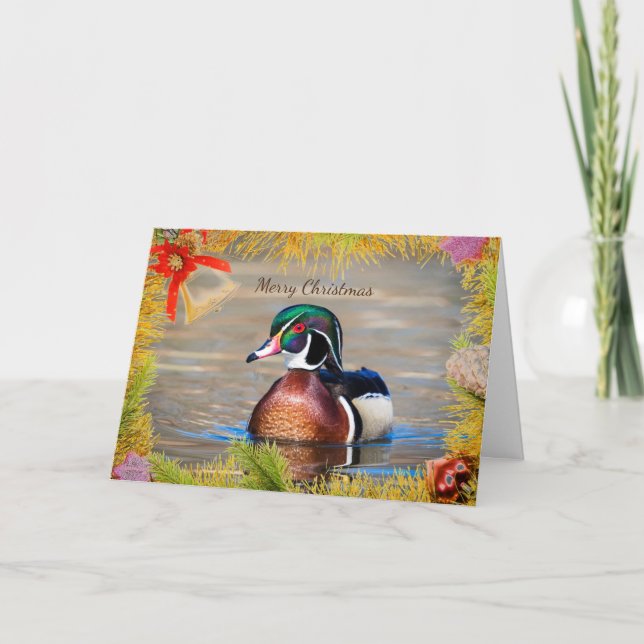 Wood Duck Drake Christmas Card (Front)
