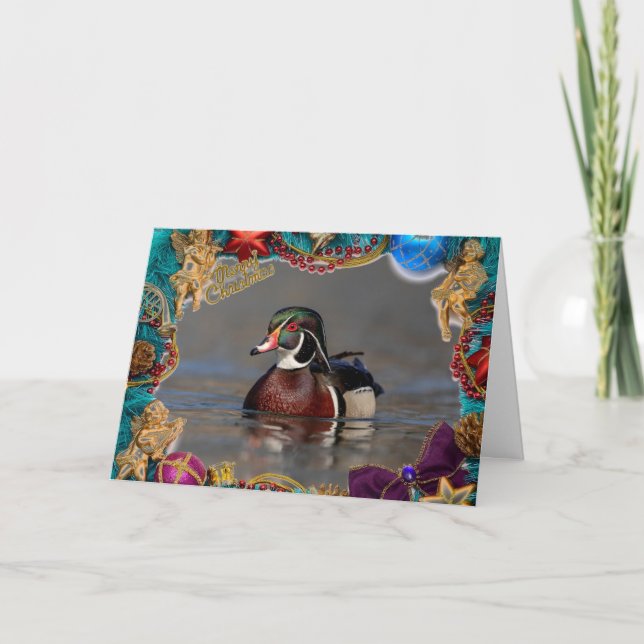 Wood Duck Drake on a Christmas Card (Front)