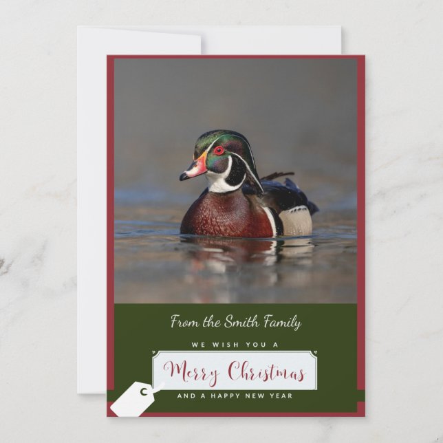 Wood Duck Drake on a Christmas Card (Front)