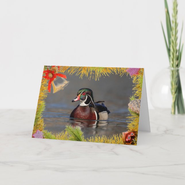 Wood Duck Drake on a Christmas Card (Front)