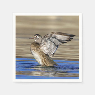 Wood Duck flapping her wings Napkin