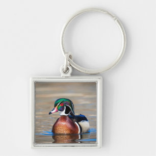 Wood Duck in a pond Key Ring