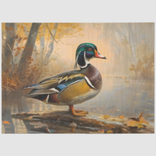 Wood Duck Oil Painting Decoupage Tissue Paper