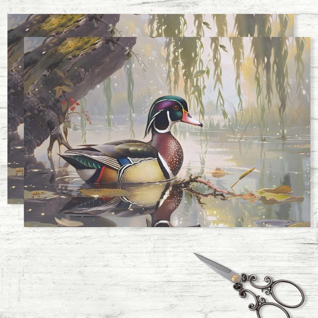 Wood Duck on the Pond Artwork Decoupage Tissue Paper (Creator Uploaded)
