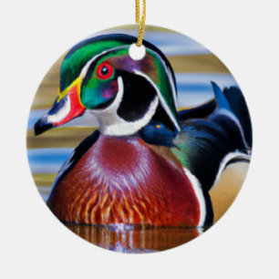 Wood Duck Ornament, Duck Hunting Ceramic Tree Decoration