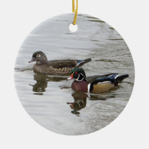 Wood Duck Pair Ceramic Tree Decoration