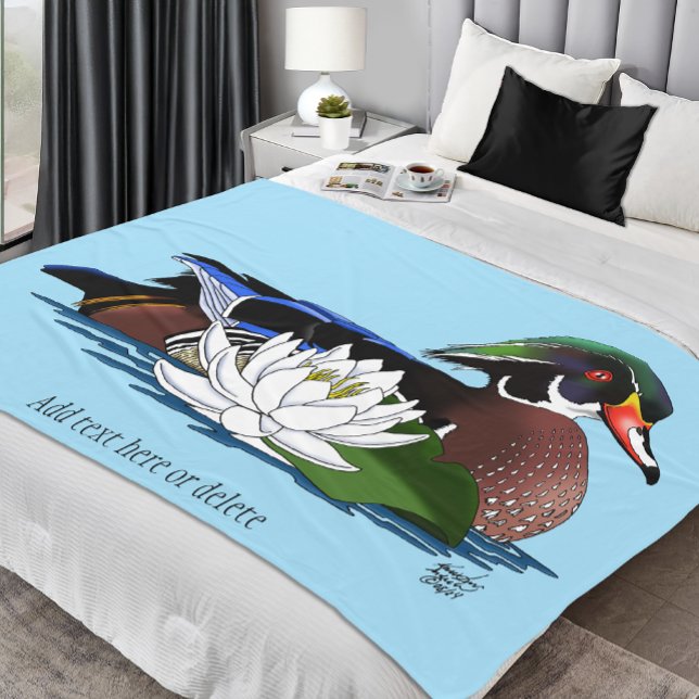 Wood Duck Water Lily Fleece Blanket (Creator Uploaded)