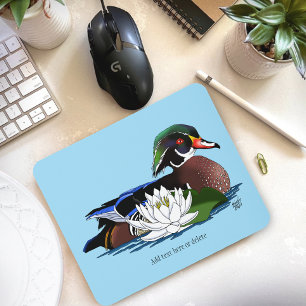 Wood Duck Water Lily Mouse Mat