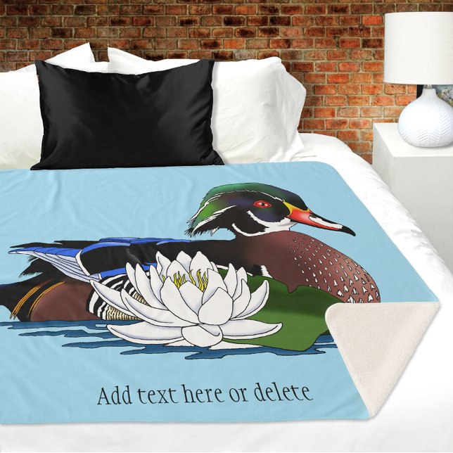 Wood Duck Water Lily Sherpa Blanket (Creator Uploaded)