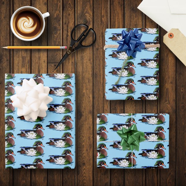 Wood Duck Water Lily Wrapping Paper Sheet (Creator Uploaded)