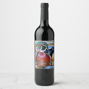 Wood Duck Wine Bottle, Duck Hunting Wine Label