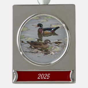 Wood Ducks Christmas Banner Ornament