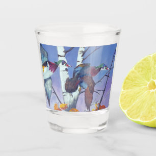 Wood Ducks Flying Shot Glass