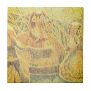 Wood Ducks on Water Tile