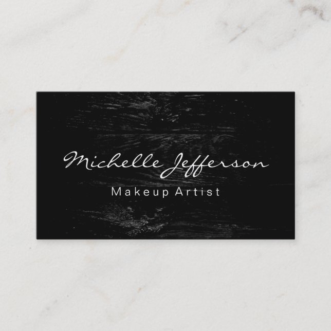 Wood Effect Makeup Artist Script Business Card (Front)