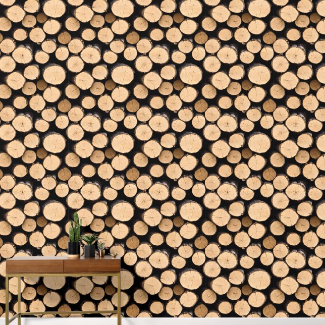 Wood effect seamless wallpaper log cabin chic (Hallway)