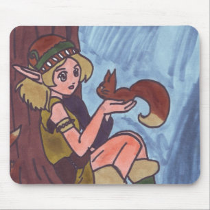 Wood Elf With Squirrel Mouse Mat