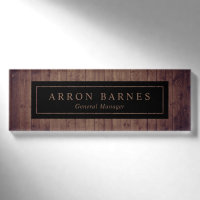 Wood Employee Staff Magnetic Name Tag Badge