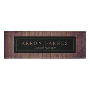 Wood Employee Staff Magnetic Name Tag Badge