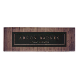Wood Employee Staff Magnetic Name Tag Badge