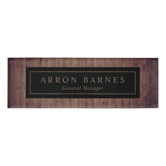 Wood Employee Staff Magnetic Name Tag Badge (Front)