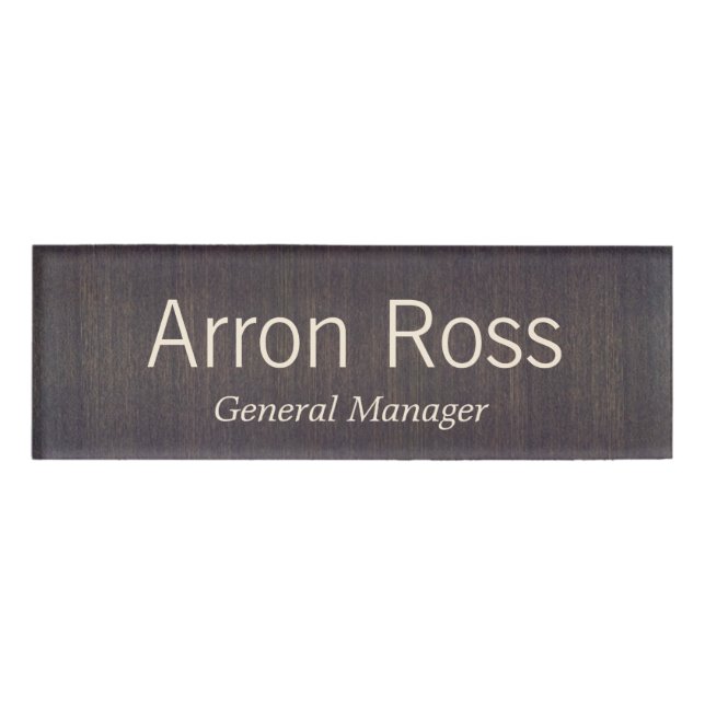 Wood Employee Staff Magnetic Name Tag Badge (Front)