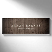 Wood Employee Staff Magnetic Name Tag Badge