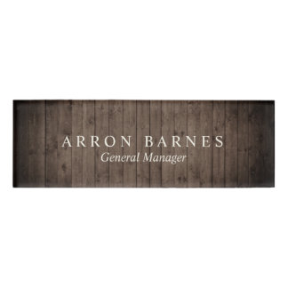 Wood Employee Staff Magnetic Name Tag Badge