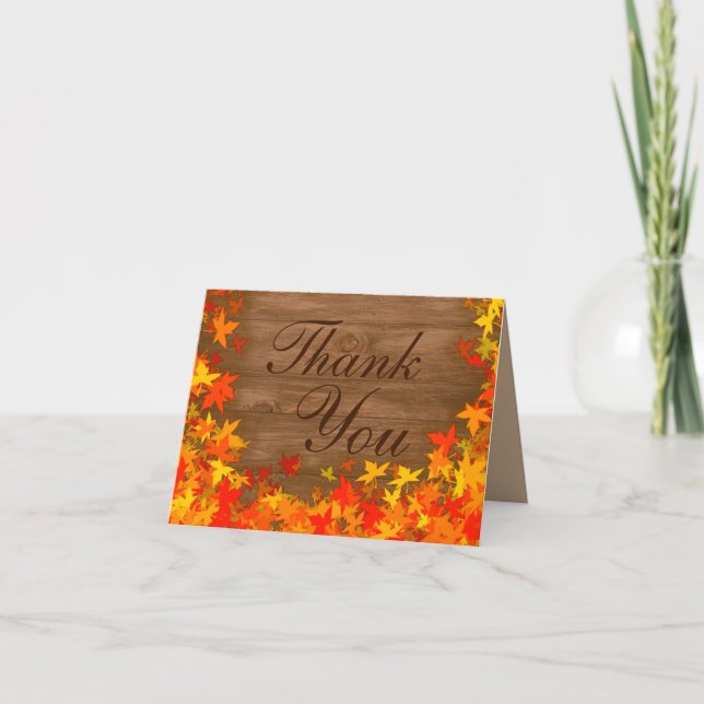 Wood fall autumn leaves Thank You cards (Front)