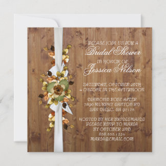 Wood Fall Elegant Ribbon Shower Invite