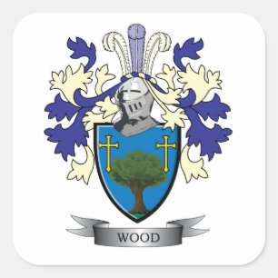 Wood Family Crest Coat of Arms Square Sticker