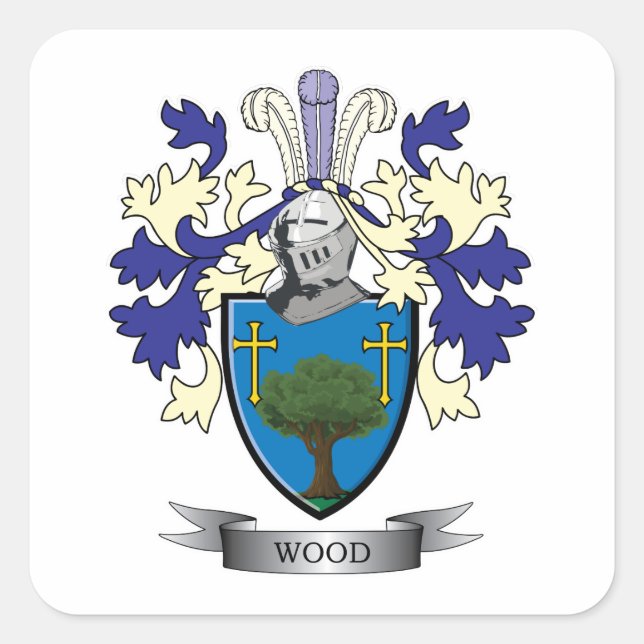 Wood Family Crest Coat of Arms Square Sticker (Front)