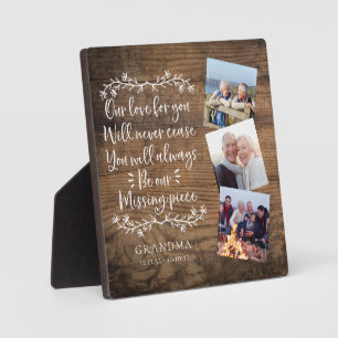 Wood Family Memorial Three Photo Keepsake Plaque